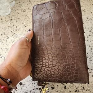 Pixie Mood Brown Croc Embossed Wallet Wraislet